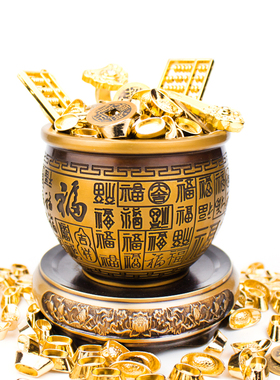 百福缸内配饰铜钱元宝算盘装饰品