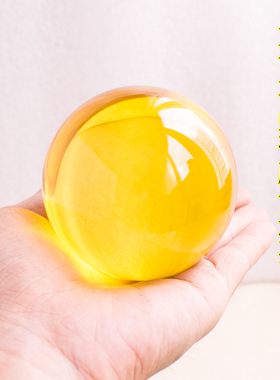 黄色水晶球桌面招财摆件家居装饰