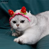 Шапка, клубника, трикотажный шлем ручной работы, шерстяной милый аксессуар для волос, домашний питомец, кот