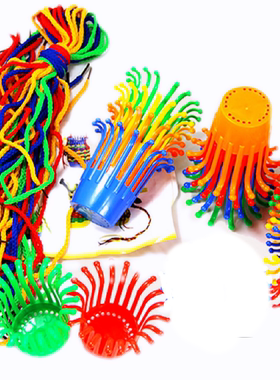 幼儿园老师自制教玩具手工材料*儿童活动区域编织绳DIY串珠穿线绳