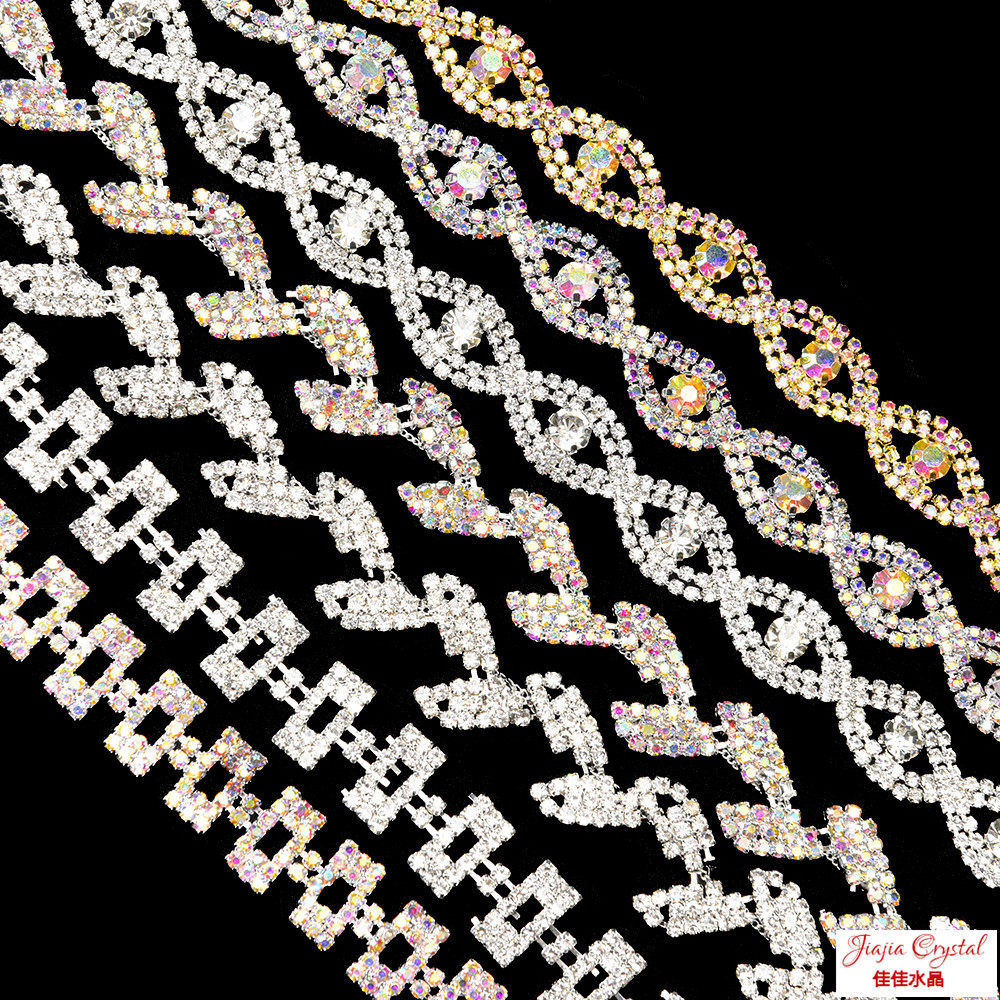 热销 铜底手缝花式水钻链合集diy服装婚纱礼服腰链鞋饰手工材料,淘宝优惠券,粉丝福利购,淘宝优惠卷