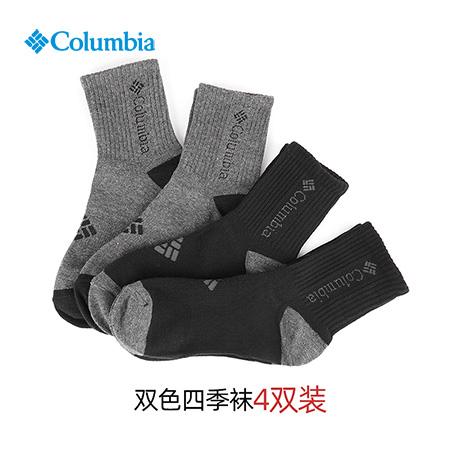 Columbia哥伦比亚棉袜男女通用户外运动四双装中筒四季袜子RCS632 - 图1