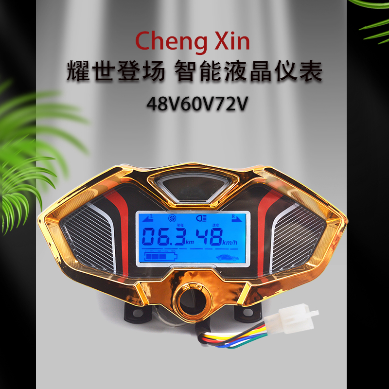 电动三轮车仪表盘48V60V72通用液晶显示里程累计电压电量速度改装 - 图0