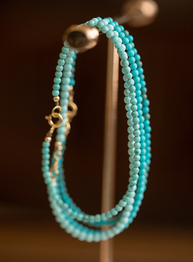 极细2mm天然女小绿松石简约手链