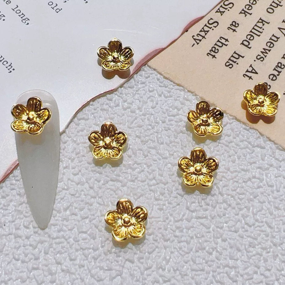 网红爆款富贵黄金花朵美甲饰品蝴蝶金属五瓣花大小混装指甲装饰品,淘宝优惠券,粉丝福利购,淘宝优惠卷