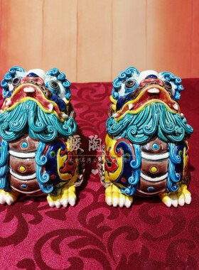 彩陶交趾陶名家大师精品貔貅门店公司玄关柜台石湾公仔陶瓷摆件