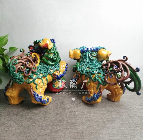 彩陶交趾陶名家大师精品特大狮子石湾公仔陶瓷摆件收藏 - 图2