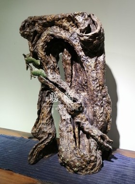 石湾公仔陶瓷摆件陈沛津大师精品大树头仿真底座假山盆景配饰禅意