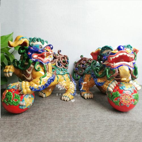 彩陶交趾陶名家大师精品特大狮子石湾公仔陶瓷摆件收藏 - 图0