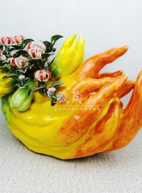 石湾公仔陶瓷大师精品大佛手得心应手电视柜玄关大厅店铺家居摆件