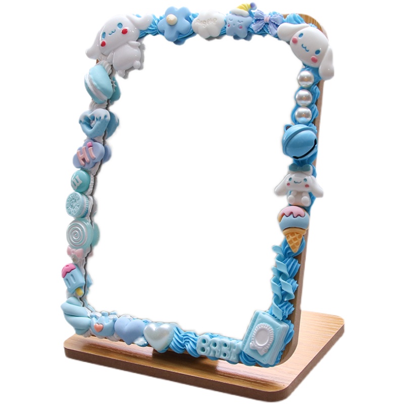 可爱创意奶油胶镜子diy手工材料包木制折叠式化妆镜家用宿舍镜子 - 图3