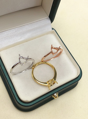 女银简单爪镶心形戒托爱心