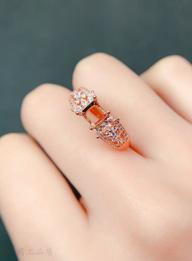 满钻阿斯切裸石方5*5mm戒指空托