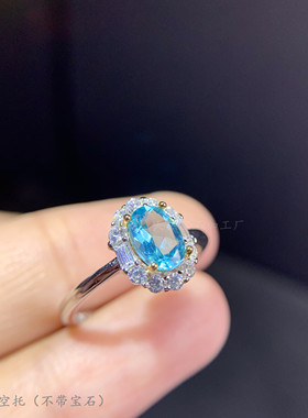 s925纯银套装空托戒指晶石吊坠