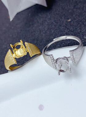 女银喷砂拉丝工艺戒托椭圆6*8