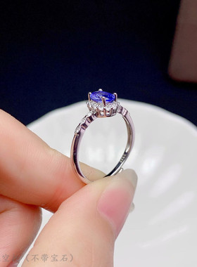 s925纯银戒指空托小众镶钳水晶石