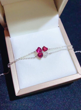 s925纯银手链空托爱心