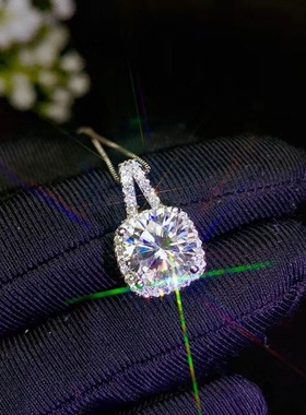 纯银圆形克拉莫桑钻吊坠空托