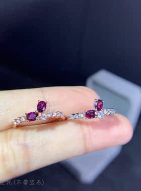 戒指空托纯银椭圆透辉石优雅s925