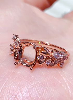 小花束花朵女戒空托椭圆形6*8mm