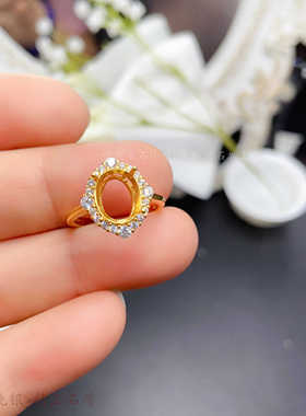 精工镶嵌8*10mm椭圆形银饰民族风