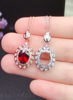 椭圆蛋面晶石气质韩版吊坠空托