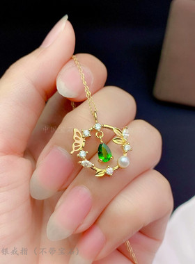 4*6mm镀黄金花环蝴蝶款吊坠空托