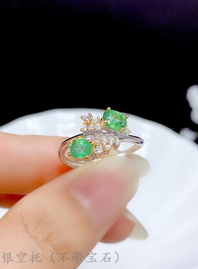 4*5mm戒指空托组合s925纯银