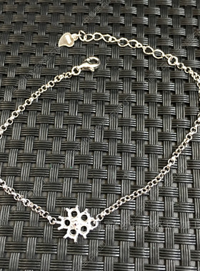 925纯银圆3*3手链空托翡翠蛋面