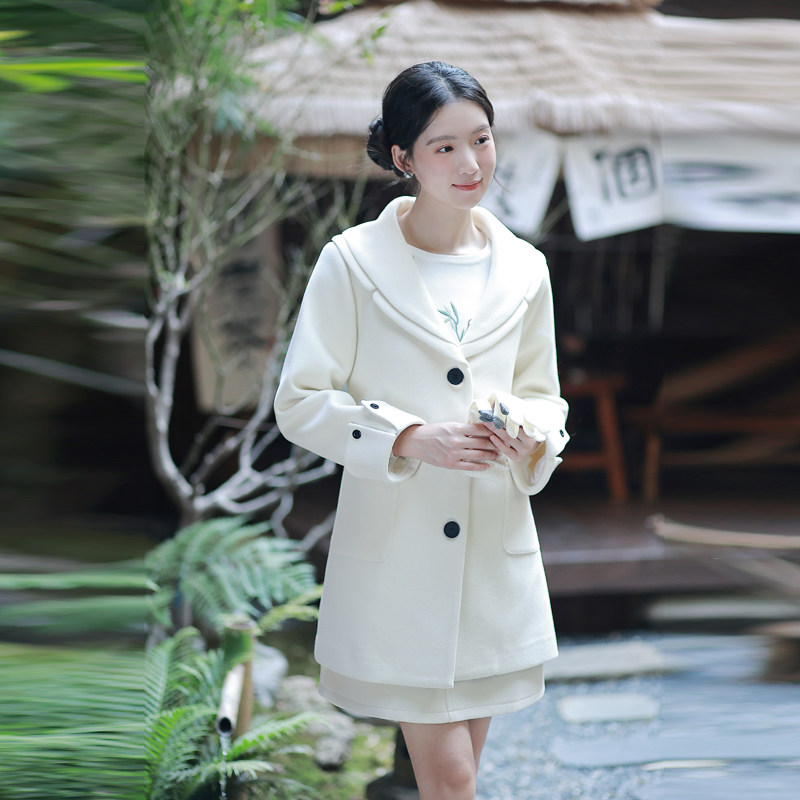 ATAR气质淑女毛呢大衣女2025冬装新款保暖中长大衣西装领呢料外套,淘宝优惠券,粉丝福利购,淘宝优惠卷