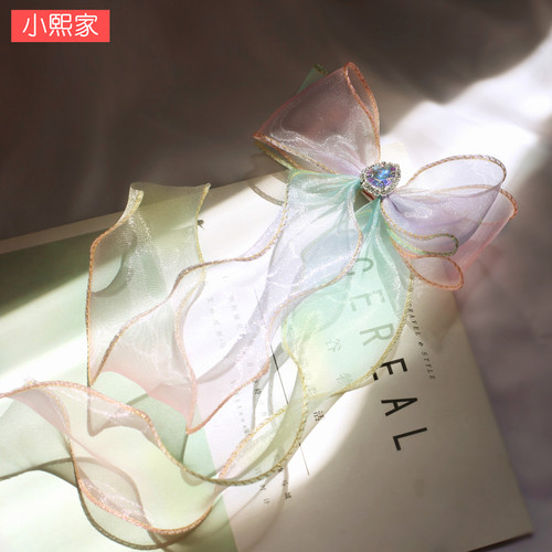 梦幻渐变色蝴蝶结发夹儿童幻彩发饰公主宝宝女孩发卡丸子头饰顶夹 - 图2