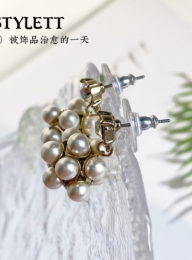 合金简约经典仿珍珠女新中式耳钉
