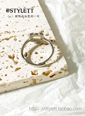 女天然黄水晶可爱戒指高级小众
