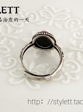 个性女金运石复古天然戒指可调节