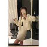 Плетеная короткая куртка, юбка, комплект, в корейском стиле