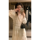 Ретро мегафон, дизайнерское платье, длинная юбка, французский ретро стиль, V-образный вырез, тренд сезона