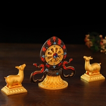 Tantric instrument small double deer Falun Nepal craft alloy copper-plated hand-painted Buddhist hall ornaments turning Falun