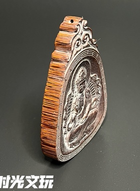 旧藏仿披毛犀雕刻释迦摩尼脖挂饰品佛珠饰品男女款项链吊坠