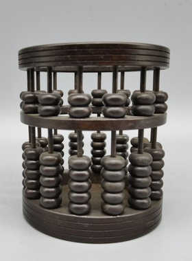 古玩铜器收藏紫铜算盘笔筒古风家居书房办公桌装饰品铜算盘摆件