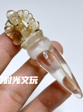 天然白水晶十字金刚杵降魔杵吊坠文殊智慧剑项链男女饰品仿明清