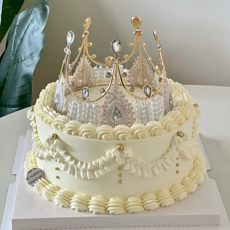皇冠蛋糕装饰摆件蕾丝大女王皇冠复古珍珠水晶公主生日烘培插件,淘宝优惠券,粉丝福利购,淘宝优惠卷