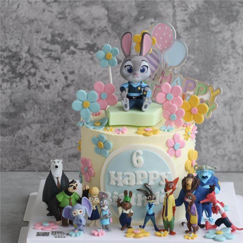 疯狂动物城蛋糕装饰摆件尼克朱迪警官狐兔儿童生日烘焙装扮插件,淘宝优惠券,粉丝福利购,淘宝优惠卷