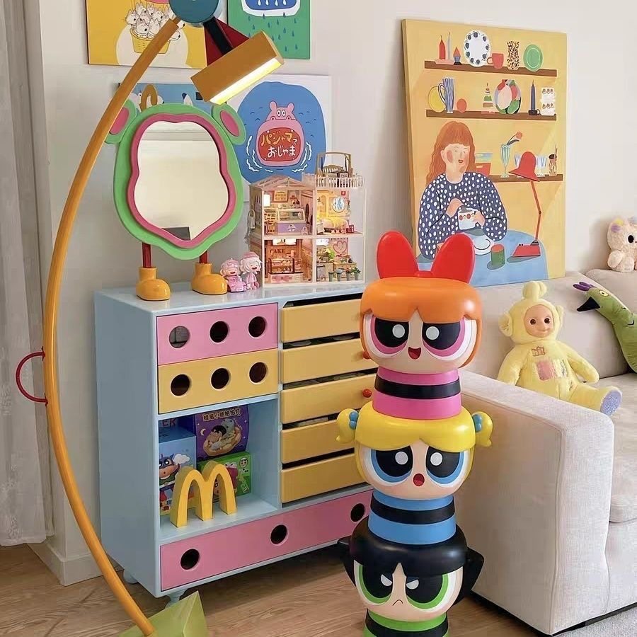 飞天小女警凳子矮凳换鞋凳入户门玄关卡通坐凳潮玩沙发凳装饰摆件,淘宝优惠券,粉丝福利购,淘宝优惠卷