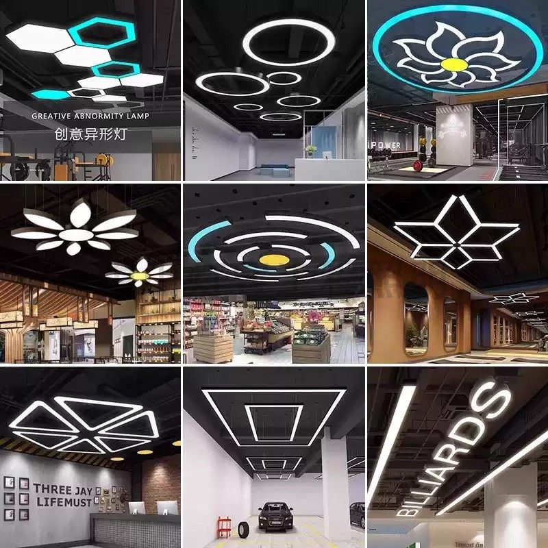 led造型灯 圆形六边形 超市办公写字楼健身房台球室定制创意吊灯,淘宝优惠券,粉丝福利购,淘宝优惠卷