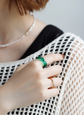 ANEMONE日系彩色玻璃扭曲戒指