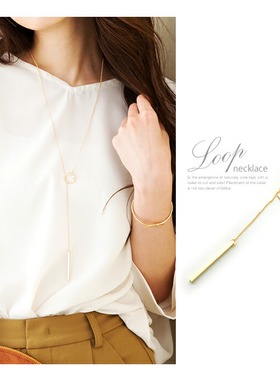 现creamdotY字珍珠几何项链长款