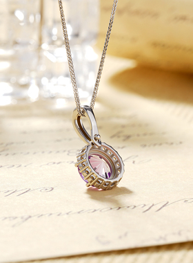 天然紫水晶吊坠女S925纯银项链