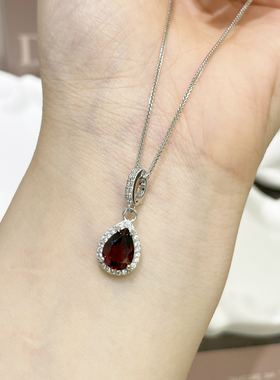 黛晶珊S925纯银天然红石榴吊坠