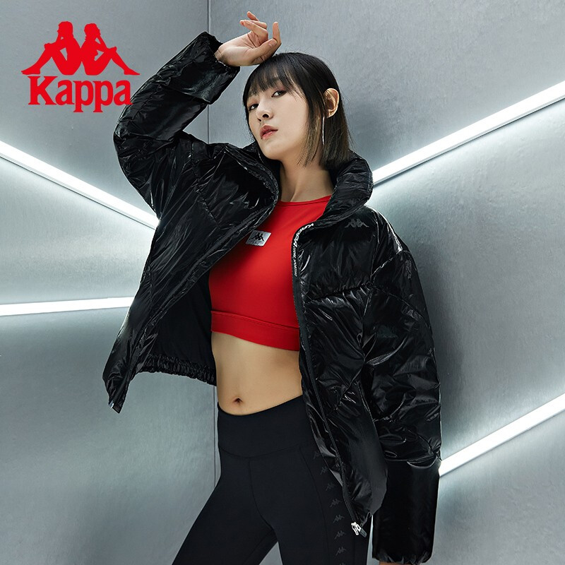 Kappa卡帕羽绒服冬装女高立领面包服亮面防寒保暖外套K0B82YY06F - 图0