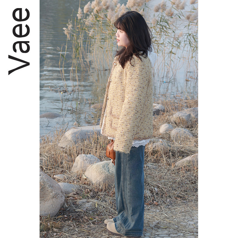 Vaee大码女装气质小香风上衣冬季新款胖mm加厚夹棉毛感毛呢外套,淘宝优惠券,粉丝福利购,淘宝优惠卷
